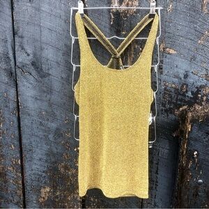 Express Sleeveless Metallic Gold Glitter Top Small
